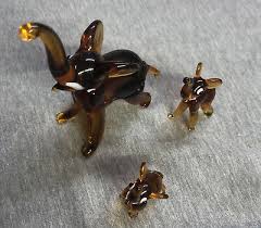 Vintage Hand-Blown Glass Miniature (H102mm/ H62mm & H59mm) Elephant Figurines | eBay