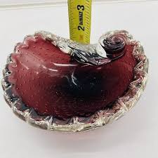 Vintage Art Glass Murano Cranberry Rolled Controlled Bubble Ashtray Trinket | eBay