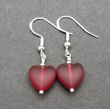 Handmade in Hawaii, Small "Twin Hearts" Ruby Red sea glass ...