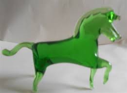 Vintage Kumela or Murano Glass Horse-Green Solid Glass ...