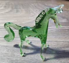 Vintage Green Art Glass Horse Figurine Viking? Mid Century ...