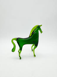 Vintage Murano Glass Horse, Green Glass Horse - Etsy