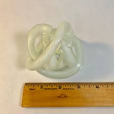 Murano Art Glass White Knot Twisted Ribbed Sculpture Blown Glass 3 " MCM | eBay