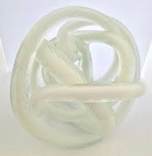 Art Glass Clear & White Twisted Infinity Swirl Paperweight Orb Sculpture | eBay