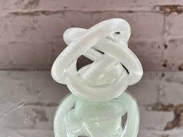Contemporary White Murano Glass Knot Sculpture | Chairish