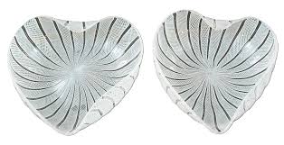 FRATELLI TOSO - Murano Heart Shaped White Latticino Bowls ...