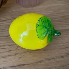 Vintage Glass Vibrantyellow Lemon, Hand Blown Murano Style ...