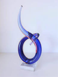 1980s - 90s Italian Murano Sommerso Love Knot Blue and Fuchsia Abstrac – Haute Curature