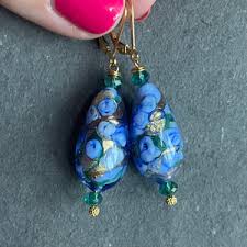 Flora Murano Glass Teardrop Earrings, OOAK no. 4 – Sueanne ...
