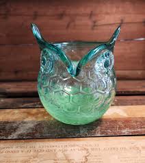 Honeycomb Owl Vase Green Swirl Trautman Art Glass Vintage - Etsy