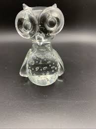 Vintage Hand Blown Glass Owl with controlled bubbles Paper ...