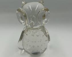Vintage Hand Blown Glass Owl Figurine | MCM Art Glass ...