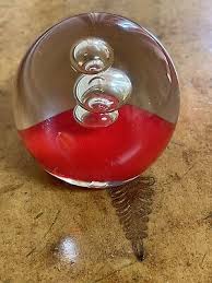 Vintage Art Glass Clear & Red Bubble Paperweight | eBay