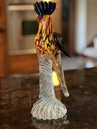 Large Murano Style Hand Blown Art Glass Parrot Cockatiel ...