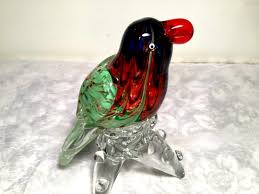 Large Glass Parrot Figurine: Colorful Bird Decor - Etsy