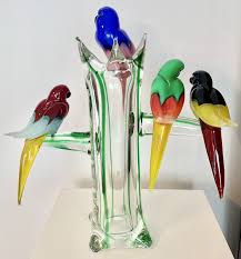 Zanetti Murano Art Glass Italy 4 Birds On A Branch Artist ...
