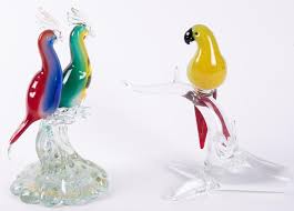 Lot - Two Italian Murano Glass Bird Sculptures