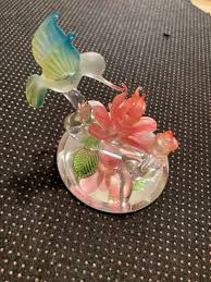 Spun Glass Hummingbird and Flower on Mirror - Etsy