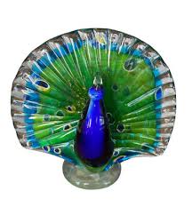 Art Glass Peacock Hand blown Murano Style Figurine Paperweight Large 8” | eBay