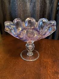 Vintage Decorative Glass Vase Bowl Pink Purple Abstract - Etsy