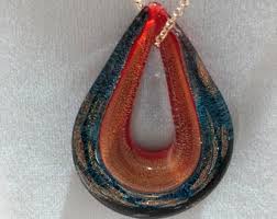 Foil Glass Pendant With Rose Gold Chain - Etsy