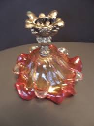 VINTAGE MURANO TWO TONE RUBY RED HAND BLOWN GLASS BOWL FOOTED METAL BASE | eBay