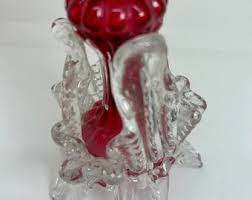 Welz Bohemian Cranberry Pink Glass Tri-lobed Heart Vase - Etsy
