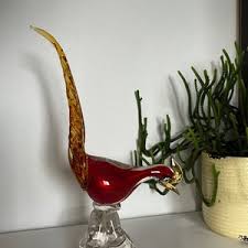 Vintage 1950s Murano Art Glass Red and Gold Metallic Pheasant Bird Figurine Sculpture - Etsy