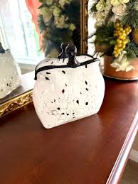 Murano Style Hand Blown Art Glass White Purse Sculpture With ...
