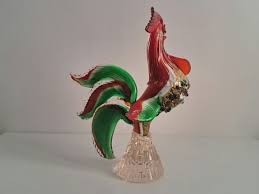 Murano Glass Rooster, Decorative Object, 1980s, Multicolored and Gold - Etsy