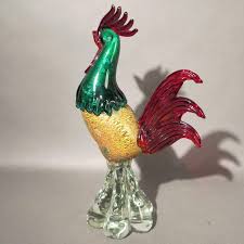 Large Murano Glass Rooster Figurine, 1950s | Chairish