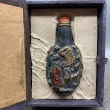 old china ink carved 8 Immortals Crossing Sea color painting Snuff Bottle & box | eBay