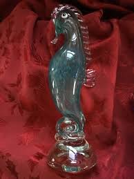 FLAWLESS Exquisite Aqua Blue Crystal Figurine MURANO Italian SEAHORSE Sculpture | eBay