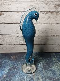 Murano Style Handblown Glass Seahorse-tall Ocean Blue Sea Horse With Streaks and Bubbles-clear Base and Fin-very Heavy Piece - Etsy