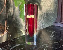 Faceted Murano Glass Vase Sommerso by Flavio Poli, Italy, 1970s, in Excellent Condition - Etsy