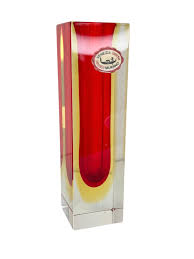 Cute Mandruzzato Red, Yellow and Clear Murano Glass Sommerso Block Vase Vintage For Sale at 1stDibs
