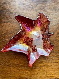 Pretty Opalescent Glass Tray, Red Maple Leaf - Etsy Hong Kong