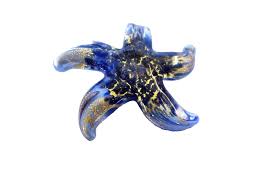 MURANO GLASS STAR FISH PENDANT SWIRLED BLUE AND GOLD COLORS ...