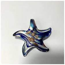 Art Glass Starfish Pendant With Swirls Of Golden Glitter ...