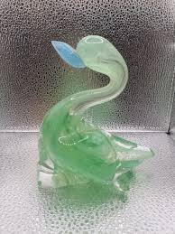 Beautiful Vintage Lefton Art Glass Swan Green Swirl & Blue Beak 4.5" | eBay