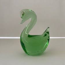 Green Blown Glass Swan Paperweight | eBay