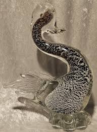 MURANO Art Glass Black & Silver Foil Swan Figurine Statue 7" Vintage/Rare Exc | eBay Australia