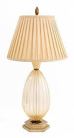 Murano Tortoise Shell Art Glass & Brass Table Lamp