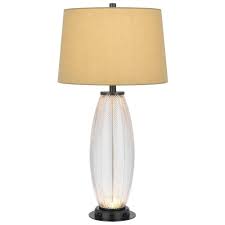Cal Lighting 100W led Mansfield glass table lamp with 2W led night light and 2 USB Outlets - Walmart.com