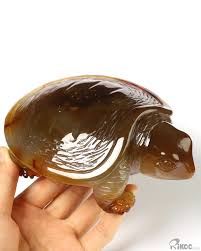 5.7" Agate Hand Carved Crystal Tortoise Sculpture, Crystal Healing - Rikoo Gems and Crystals