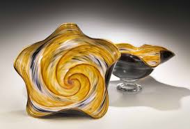 Amber and Gold Wavy Bowl – Plum Bottom Gallery