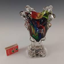 Sanyu or Iwatsu Japanese Red, Green, Yellow & Blue Glass Vase - Etsy