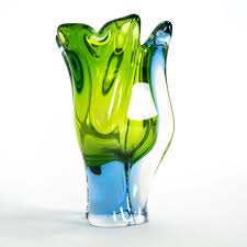 1960s Czech Art Glass Blue-Green Vase Designed by Josef Hospodka for Chribska Glassworks | Chairish