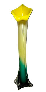 Yellow Blue & Wht Murano Art Glass Jack in the Pulpit Cala Lily Vase 16” | eBay