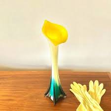 Vintage Calla Lily Vase Yellow and Green Handblown Jack in Pulpit Art Glass - Etsy Canada